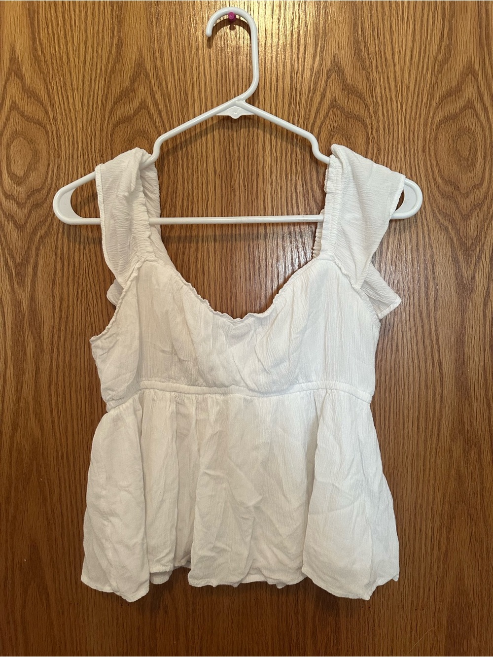 Hollister White Ruffle Strap Peplum Tank Top - Women's